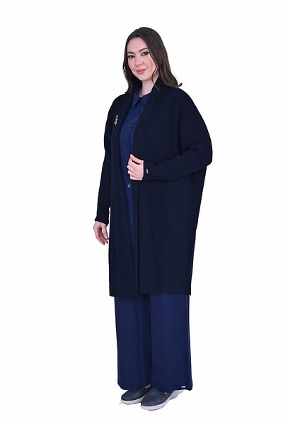 Invee Invee 7077 Wool Blend Navy Blue Cardigan