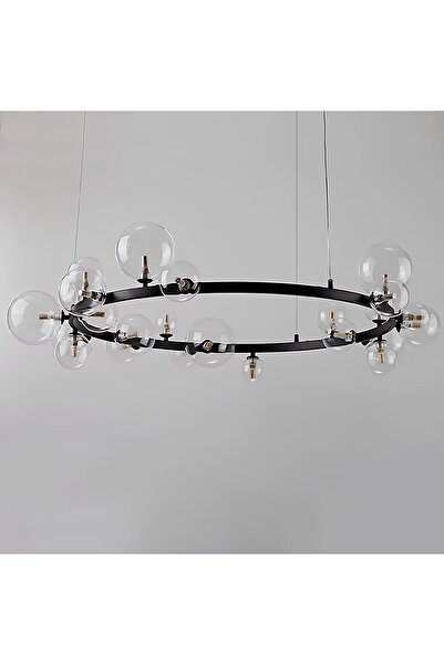 VİSENTE HOME Modern Şık Siyah Yuvarlak Bubble Avize Aydınlatma Özel Kaplama