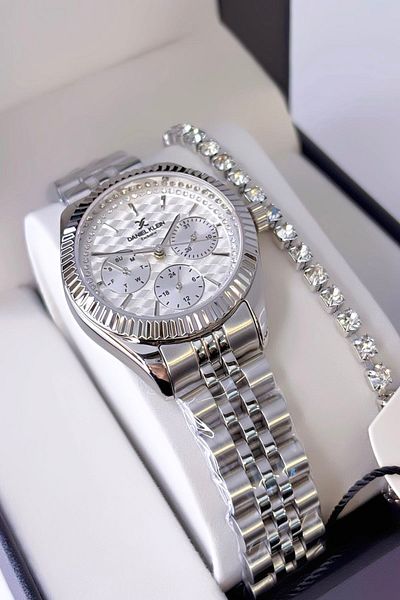 Daniel Klein Stainless Steel Cord Women's Wristwatch, 3ATM Waterproof+Bracelet