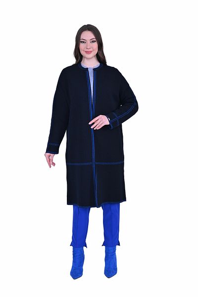 Invee Invee 7076 Wool Blended Navy Blue Cardigan