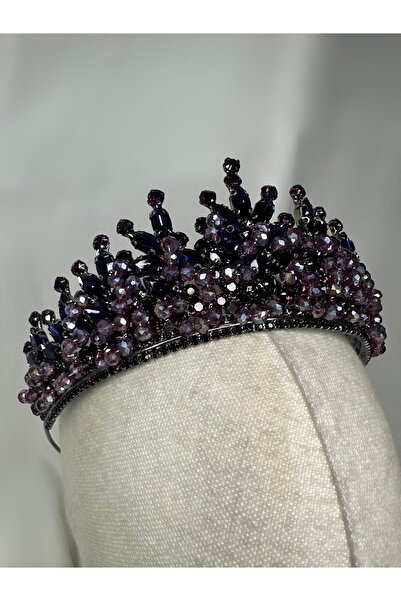 AYS تاج الزفاف مطرز بالكريستال الأرجواني، الحنة، الزفاف، الخطوبة.