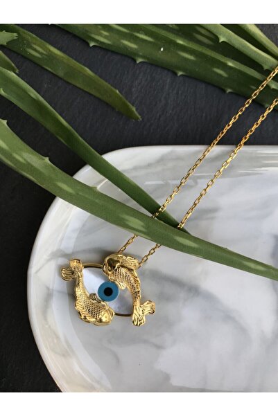 Deniz Şenocaklı Koi Balığı Sedef Göz Gümüş Kolye