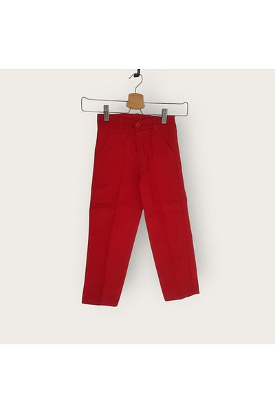 Mnk Gabardine Zipper Pocket Kids Trousers Red