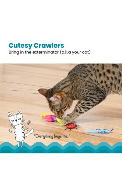 PetStages Catstages Cute as a Bug Insect-Shaped Catnip Cat Chew Toy 6-Pack