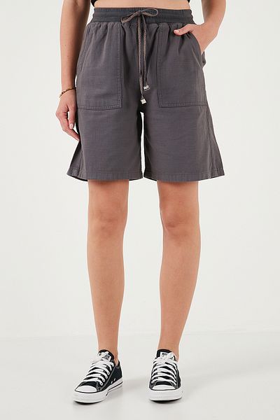 Lela Cotton Relaxed Fit High Waist Pocket Mini Shorts Shorts 668Yp5384