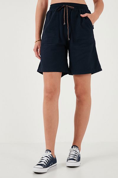 Lela Cotton Relaxed Fit High Waist Pocket Mini Shorts Shorts 668Yp5384