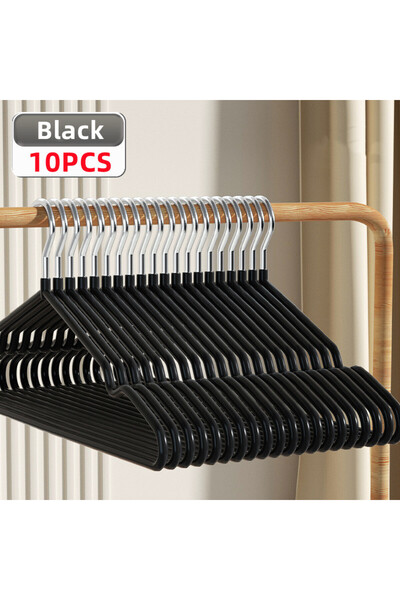 Choice 10 قطع سوداء، 10 قطع شماعات غير قابلة للانزلاق، شماعات متينة، شماعات بدلات بدون نتوء على الكتف، شماعات ملابس غسيل