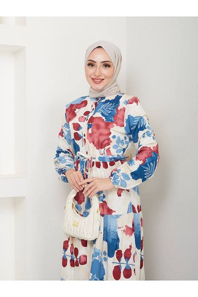 Plenty Stylish Casual Flight Flight Waist Lace up Buttoned Long Dress