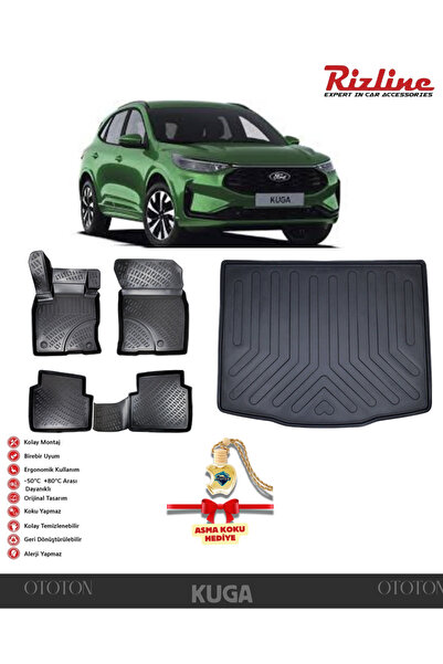 Rizline Ford Kuga 2019 Sonrası Bagaj Havuzu ve 3D Havuzlu Paspas -HEDİYELİ