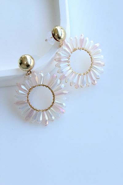 Leo'Stone Premium Flower Design Dangle Women's Steel Earrings