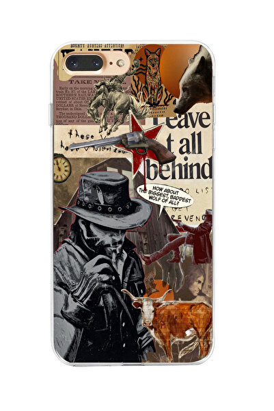 moonset Iphone 7 Plus / 8 Plus Uyumlu Kovboy Tasarımlı Baskılı Şeffaf Telefon...