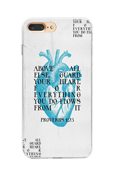 moonset Iphone 7 Plus / 8 Plus Uyumlu Kalp Kolaj Tasarımlı Baskılı Şeffaf Tel...