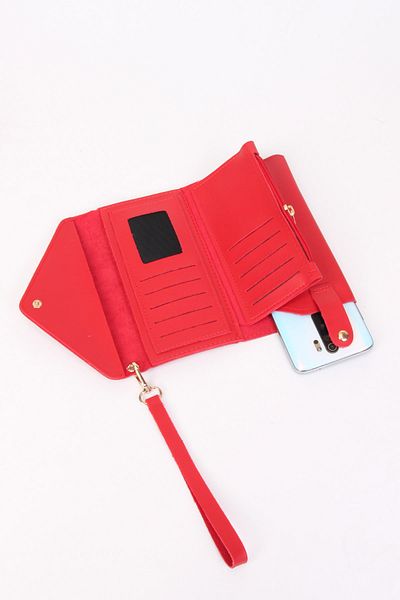 MILANOFOX Hand Strap Phone and Coin Compartment Envelope Model Soft Leather Multi Compartment Card Holder Wallet