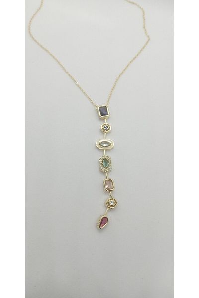 ndjewelry Brand Model Colorful Stone Y Necklace