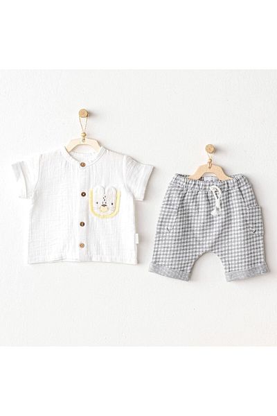 andywawa Baby Boy Little King Bottom Top Suit Gray Ac25814