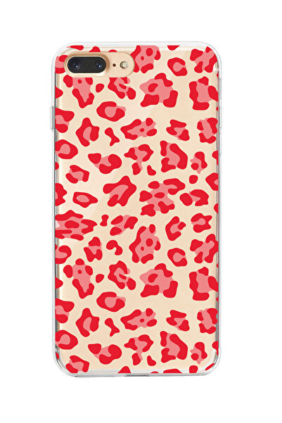 moonset Iphone 7 Plus / 8 Plus Uyumlu Leopar Desen Tasarımlı Baskılı Şeffaf T...