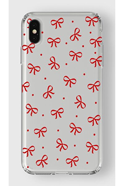 moonset Iphone X / XS Uyumlu Kurdele Tasarımlı Baskılı Şeffaf Telefon Kılıfı