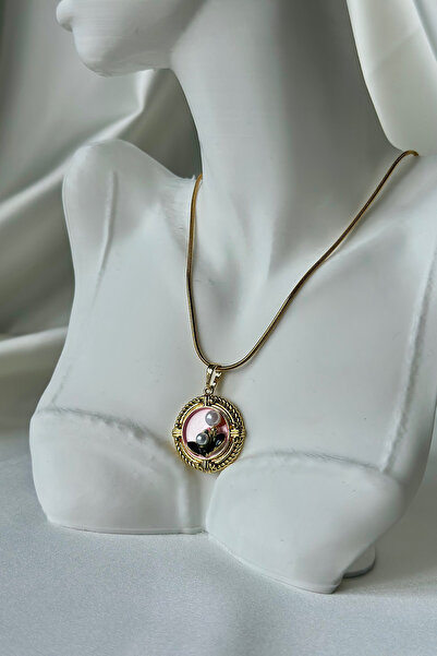 staınless steel Gold Çelik İnci Çiçek Detaylı Retro Sanat Kolye