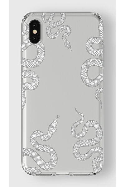 moonset Iphone X / XS Uyumlu Yılan Tasarımlı Baskılı Şeffaf Telefon Kılıfı