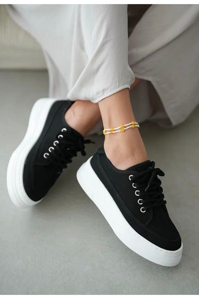 Esilapark Mıla Sneaker - High Tied Bezem Canvas Original Linen Sports Shoes