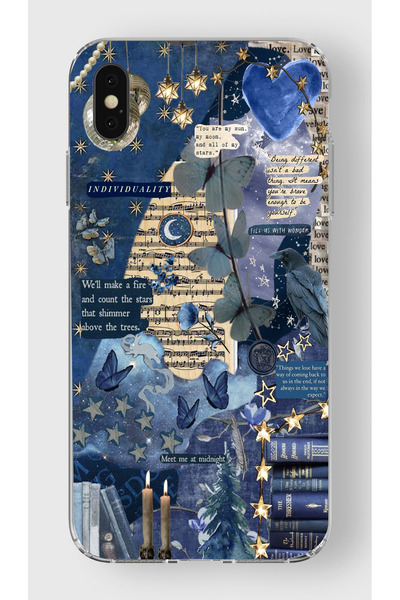 moonset Iphone X / XS Uyumlu Kolaj Tasarımlı Baskılı Şeffaf Telefon Kılıfı