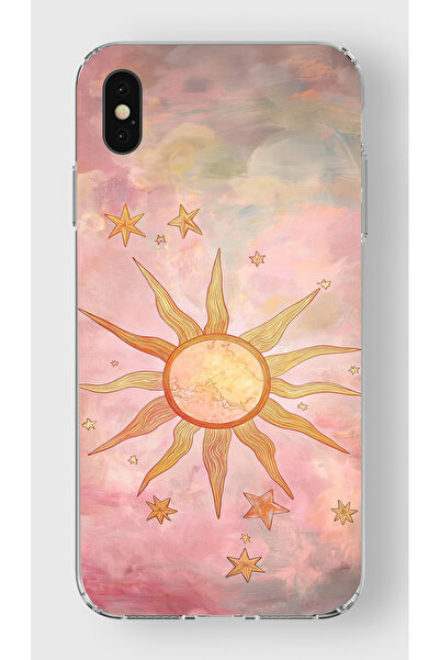 moonset Iphone X / XS Uyumlu Güneş Tasarımlı Baskılı Şeffaf Telefon Kılıfı