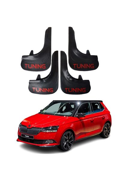 SONİKON LİNE Skoda Fabia Compatible Tuning Written 4-Piece Dust Cover Mudguard Mudguard Modified