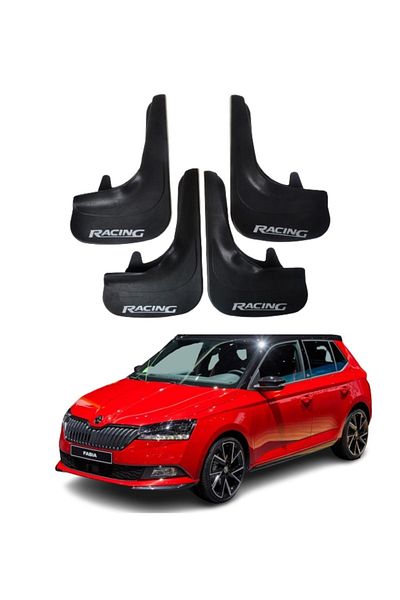 SONİKON LİNE Skoda Fabia Compatible Racing Written 4-Piece Dust Cover Mudguard Mudguard Modified