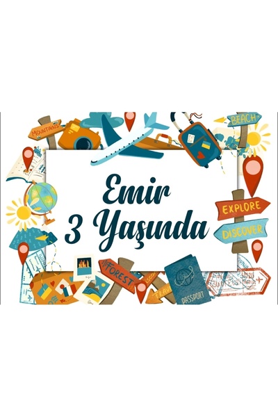 Reysa Tasarım لافتة عيد ميلاد - موضوع السفر، 35x50 سم