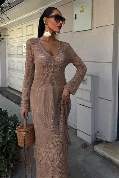 TUA MODA Tua Moda Ethnic Dress with Button Detail and Fold Skirt 2859