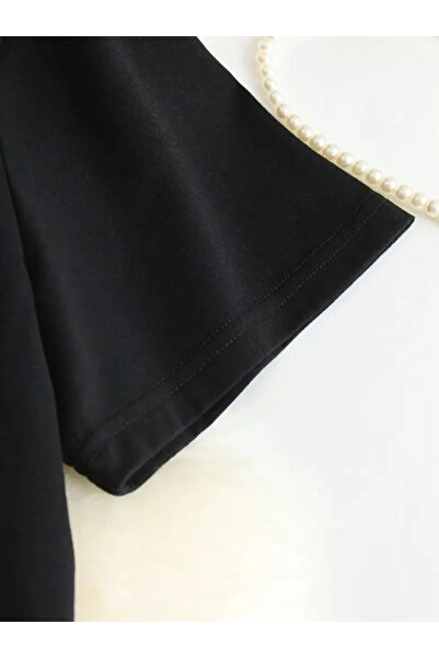 JANES Футболка з принтом з великою горловиною для екіпажу - чорний