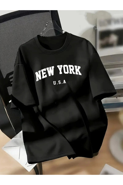 Modayakamoz Μπλουζάκι με στάμπα New York Oversize Crew Neck - Μαύρο