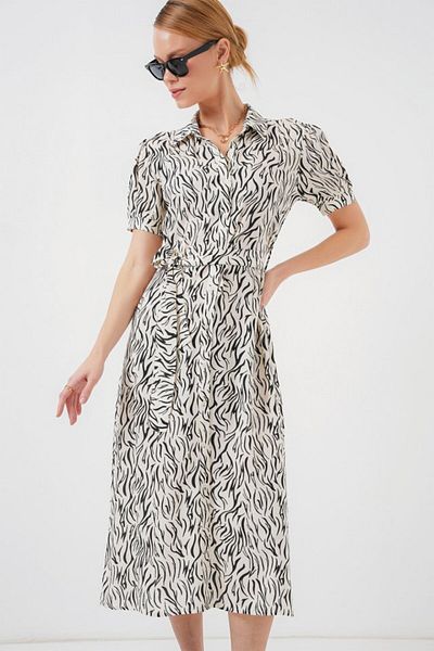 Moka Shopin Rochie din viscoză cu mânecă scurtă MokaShopin 2213 - C.White