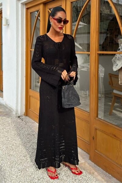 JANES Ажурна рокля с мъниста 2838