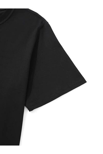COTTONLAB Μπλουζάκι με στάμπα Oversize Crew Neck - Μαύρο