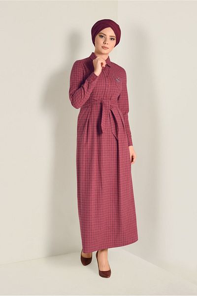 Alvina Plaid Patterned Belted Dress 4681