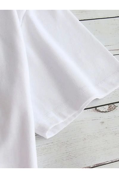 modaserdem Tricou oversize cu decolteu cu imprimeu - alb