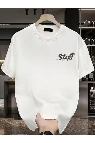 COTTONLAB Μπλουζάκι με στάμπα Oversize Crew Neck - Λευκό