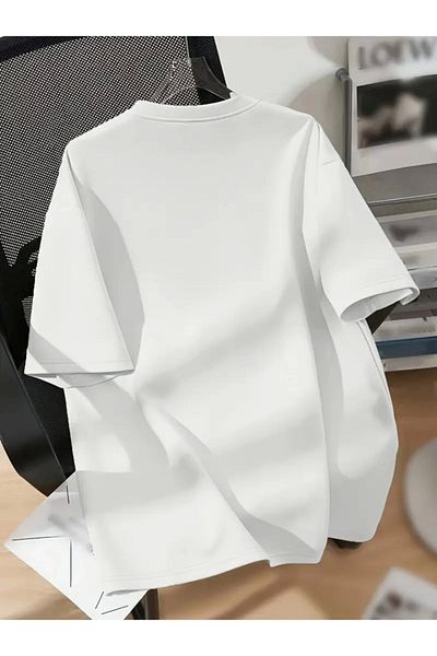 Moka Shopin Tricou oversize cu decolteu cu imprimeu MokaShopin - alb
