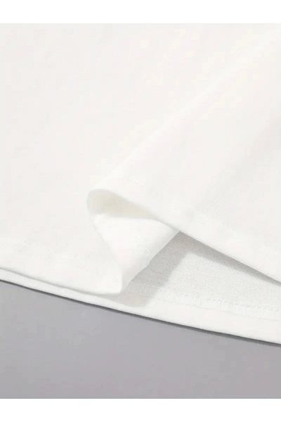 modaserdem Tricou oversize cu decolteu cu imprimeu - alb