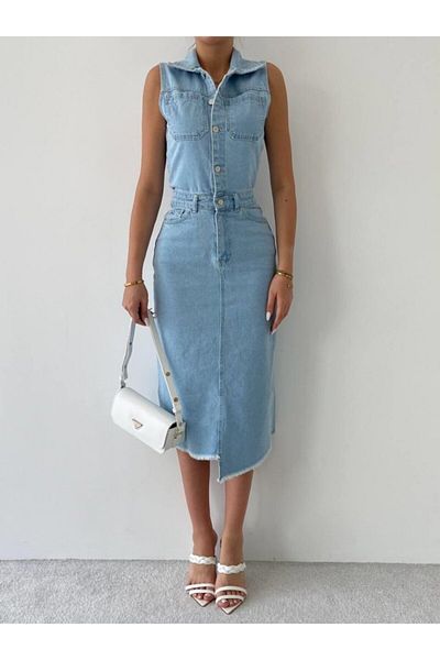 modaserdem Meldia Jean Zero Sleeve Dress