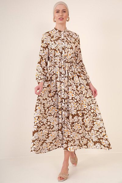 COTTONLAB 2144 Rochie Hijab Guler Judecător - Maro