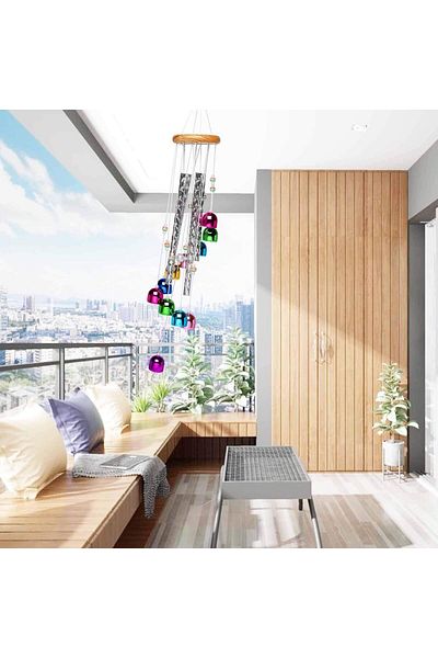fulina Colorful Wind Chimes for Outside with 4 Aluminum Tubes Comes with 11 Bells for Home Garden Yard