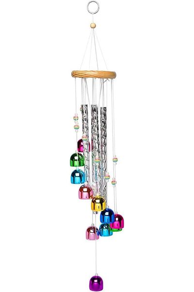 fulina Colorful Wind Chimes for Outside with 4 Aluminum Tubes Comes with 11 Bells for Home Garden Yard