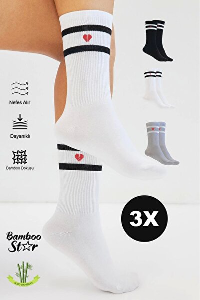 bamboo star Șosete de tenis cu dungi premium pentru femei, din bambus, cu mod...