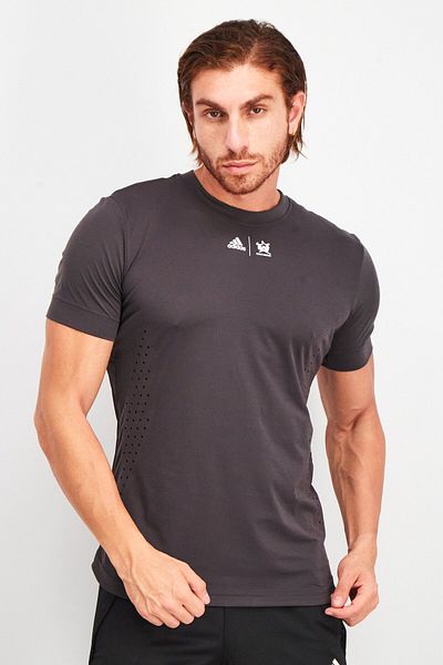 adidas Men Sportswear Fit Short Sleeves Brand Logo Tee, Carbon