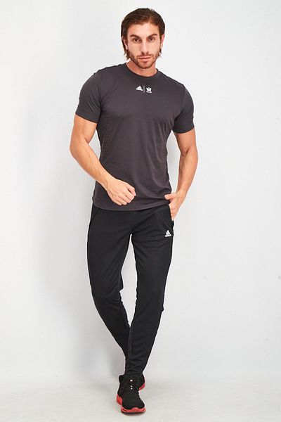 adidas Men Sportswear Fit Short Sleeves Brand Logo Tee, Carbon