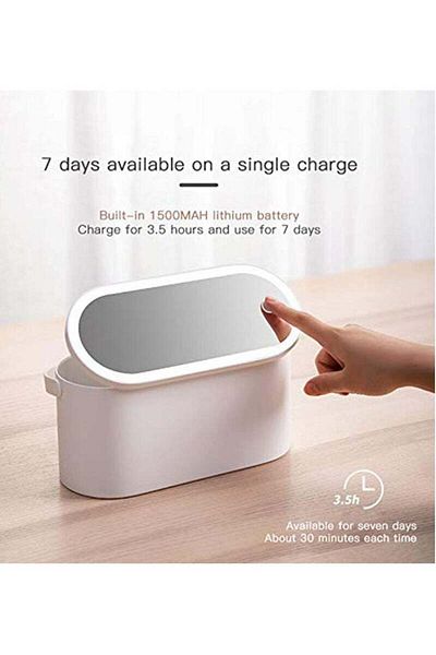 COOYA Multi-purpose Cosmetic Box, Portable, With LED Mirror Cosmetic Cover, Suitable for Travel, White