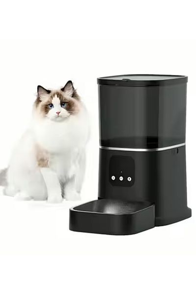 BLEKSY Hrănitor automat pentru câini și pisici, BLEKSY ®, cameră video programabilă WiFi 6L, aplicație mobilă, negru
