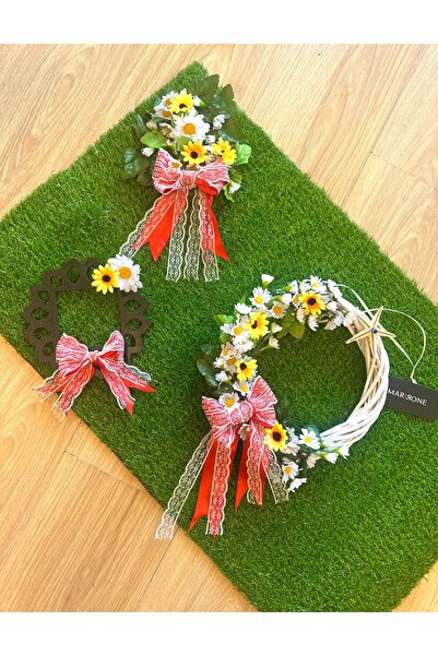 Marrone Set de ornamente pentru ușă de grădină, set de covorașe, cadru pentru priză, 3 bucăți Senet